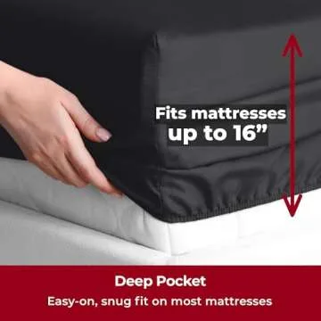 Mellanni Queen Sheets Set - 4 PC Iconic Collection Bedding - Hotel Luxury, Extra Soft, Cooling Bed Sheets - Wrinkle, Fade, Stain Resistant (Queen, Black)