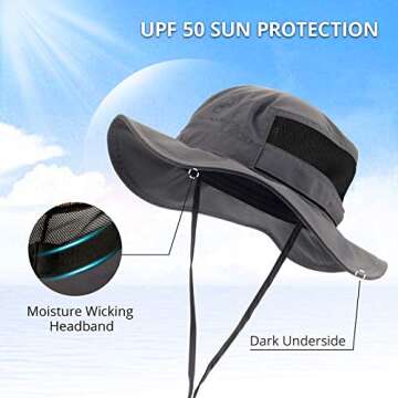 Calamus UPF 50 Boonie Sun Hat– Sun Protection Hat,Fishing Hat,Beach & Hiking Hat,Golf Hat,Hunting Hat,Black