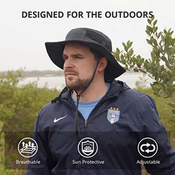 Calamus UPF 50 Boonie Sun Hat– Sun Protection Hat,Fishing Hat,Beach & Hiking Hat,Golf Hat,Hunting Hat,Black