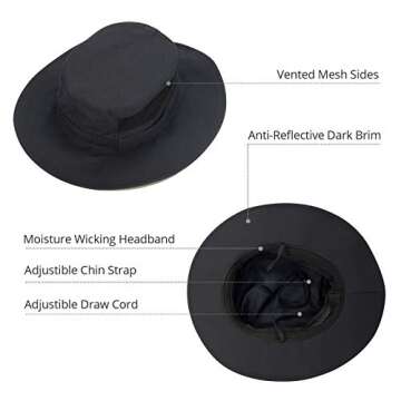 Calamus UPF 50 Boonie Sun Hat– Sun Protection Hat,Fishing Hat,Beach & Hiking Hat,Golf Hat,Hunting Hat,Black