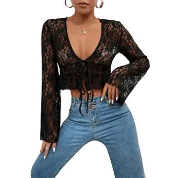 Floerns Women's Floral Lace Crop Top - Chic Elegance