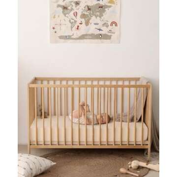 Blissful Diary Muslin Crib Sheets for Girl Boy, Boho Neutral Soft Cotton Baby Sheet for 52''x28'' Standard Crib Mattress, 2 Pack(Retro Yellow&Beige)