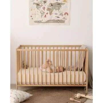 Blissful Diary Muslin Crib Sheets for Girl Boy, Boho Neutral Soft Cotton Baby Sheet for 52''x28'' Standard Crib Mattress, 2 Pack(Retro Yellow&Beige)