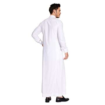 sabolia Saudi Style Arabic Thobe Men’s Arab Robe Men’s Muslim Clothes Ramadan Middle East Ethnic Clothes Cuff Sleeve Size 56 (XL)