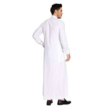 sabolia Saudi Style Arabic Thobe Men’s Arab Robe Men’s Muslim Clothes Ramadan Middle East Ethnic Clothes Cuff Sleeve Size 56 (XL)
