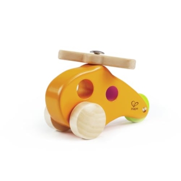 Hape Little Copter Wooden Toy Toddler Play Vehicle for Ages 10 Mo - 3 Yr, Yellow