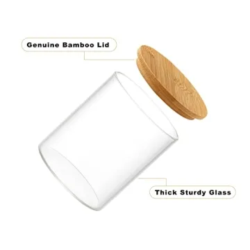 Elegant INIUNIK Glass Qtip Holder Dispenser with Bamboo Lid