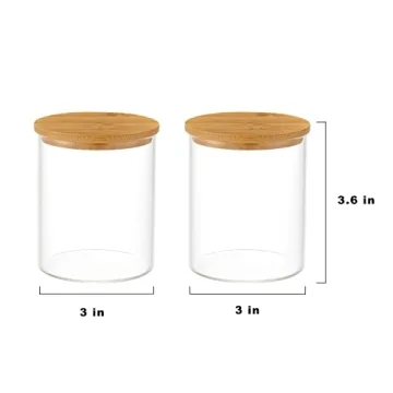 Elegant INIUNIK Glass Qtip Holder Dispenser with Bamboo Lid