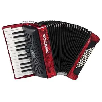 Hohner BR48R-N 26-Key Piano Accordion 48 Bass Red - Perfect for Beginners & Pros