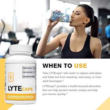 LyteCaps Electrolyte Tablets - 60 Vegetarian Capsules - for Serious Rehydration and Cramps, Dehydration - Magnesium, Potassium, Sodium and Zinc - Free of Gluten, Dairy and Nuts