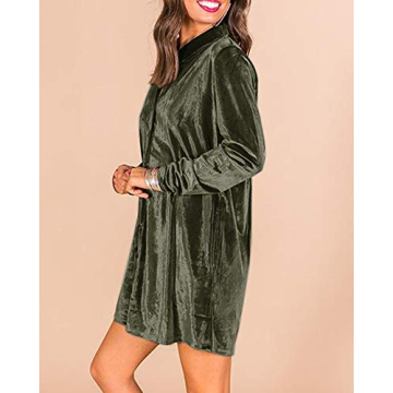 Caitefaso Velvet Button Down Dress - Stylish Comfort for Fall