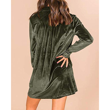 Caitefaso Velvet Button Down Dress - Stylish Comfort for Fall