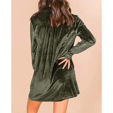 Caitefaso Velvet Button Down Dress - Stylish Comfort for Fall