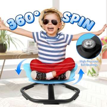 TERRAMUS Elephant Swivel Chair for Kids, 360° Spinning Seat, Toddler Sit and Spin Wobble Chair, Sensory Balance Toys, Autism ADHD Chairs, Play Equipment Relief Motion Sickness for Boys Girls (Blue)