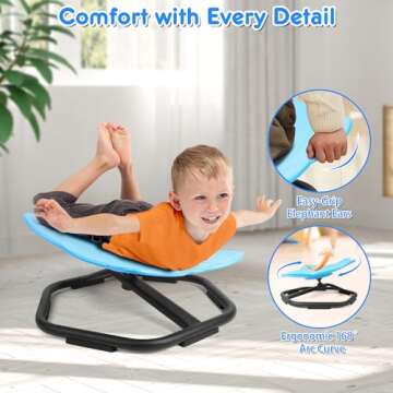 TERRAMUS Elephant Swivel Chair for Kids, 360° Spinning Seat, Toddler Sit and Spin Wobble Chair, Sensory Balance Toys, Autism ADHD Chairs, Play Equipment Relief Motion Sickness for Boys Girls (Blue)
