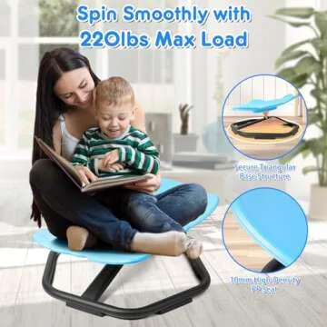 TERRAMUS Elephant Swivel Chair for Kids, 360° Spinning Seat, Toddler Sit and Spin Wobble Chair, Sensory Balance Toys, Autism ADHD Chairs, Play Equipment Relief Motion Sickness for Boys Girls (Blue)