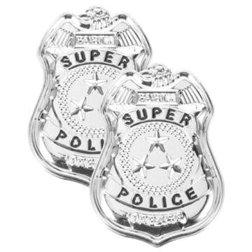 2pcs Police Badges Pretend Play American Police Badge Halloween Party Police Role Play Brooch Prop S...