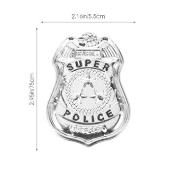 2pcs Police Badges Pretend Play American Police Badge Halloween Party Police Role Play Brooch Prop Silver