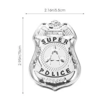 2pcs Police Badges Pretend Play American Police Badge Halloween Party Police Role Play Brooch Prop Silver