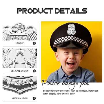 2pcs Police Badges Pretend Play American Police Badge Halloween Party Police Role Play Brooch Prop Silver