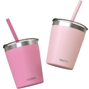 CUPKIN Kids Tumblers Set of 2 Stainless Steel Cups with Straws