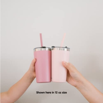 CUPKIN Kids Tumblers Set of 2 Stainless Steel Cups with Straws