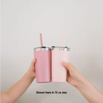 CUPKIN Kids Tumblers Set of 2 Stainless Steel Cups with Straws