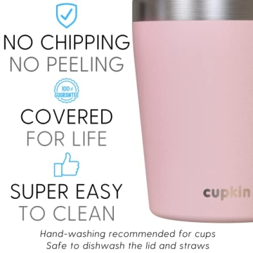 CUPKIN Kids Tumblers Set of 2 Stainless Steel Cups with Straws