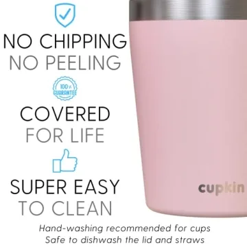 CUPKIN Kids Tumblers Set of 2 Stainless Steel Cups with Straws