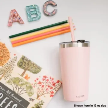 CUPKIN Kids Tumblers Set of 2 Stainless Steel Cups with Straws