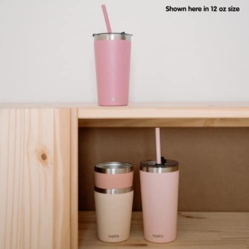 CUPKIN Kids Tumblers Set of 2 Stainless Steel Cups with Straws