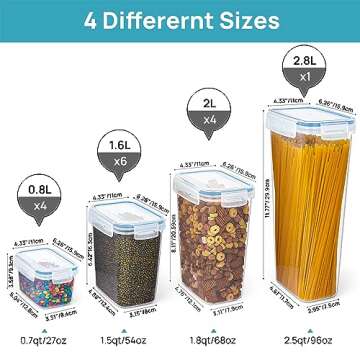 Vtopmart Airtight Food Storage Containers Set with Lids, 15pcs BPA Free Plastic Dry Food Canisters f...