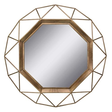 Stonebriar Decorative Antique Gold 28.3" Geometric Metal Wire Frame Hanging Wall Mirror with Mountin...