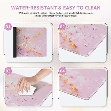 iCasso RGB Gaming Mouse Pad 5-15W, Wireless Charging LED Mousepad 31.9x12.3 inch, XL Large Non-Slip Rubber Base Computer Keyboard Mat for Gaming, Work, Home, Office (Abstract-Pink)