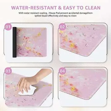 iCasso RGB Gaming Mouse Pad 5-15W, Wireless Charging LED Mousepad 31.9x12.3 inch, XL Large Non-Slip Rubber Base Computer Keyboard Mat for Gaming, Work, Home, Office (Abstract-Pink)