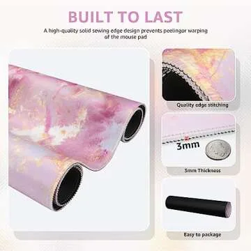 iCasso RGB Gaming Mouse Pad 5-15W, Wireless Charging LED Mousepad 31.9x12.3 inch, XL Large Non-Slip Rubber Base Computer Keyboard Mat for Gaming, Work, Home, Office (Abstract-Pink)