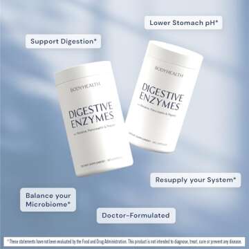 BodyHealth Digestive Enzymes Full Spectrum Digestive Support (180 caps), Betaine, Pepsin, Pancreatin BPP Loaded with Enzymes and Probiotics, Relief for Stomach Bloating, Heartburn, Gas, Constipation