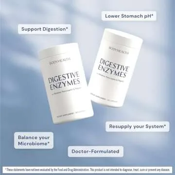 BodyHealth Digestive Enzymes Full Spectrum Digestive Support (180 caps), Betaine, Pepsin, Pancreatin BPP Loaded with Enzymes and Probiotics, Relief for Stomach Bloating, Heartburn, Gas, Constipation