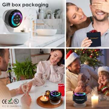 XLeader Shower Speaker, Upgraded,Certified IPX7 Waterproof, Mini Bluetooth Wireless Small Speaker with Lights, Suction Cup and Mic for Bathroom, Crystal Sound&Bass,12H Playtime, Ideal Electronic Gifts