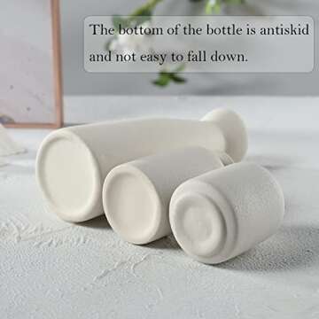 CEMABT White Ceramic vase Set-3 Small Flower vases for Decor,Modern Boho Farmhouse Home Decor,Decora...