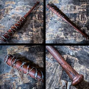 LALAPORT 36 Inch Walking Foam Bat with Barbed Wire for Replica, Costume, Cosplay, Halloween, LARP and Collection