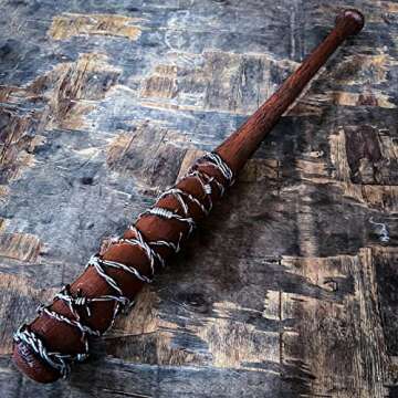 LALAPORT 36 Inch Walking Foam Bat with Barbed Wire for Replica, Costume, Cosplay, Halloween, LARP and Collection