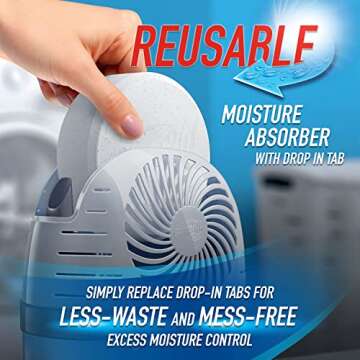 DampRid Reusable Moisture Absorber with Fresh Scent Drop-In Tab, Mess-Free, Spill-Resistant Design, ...