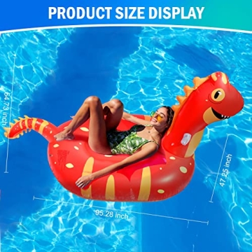 Pomeat Giant Dinosaur Pool Float for All Ages - 95 Inch!