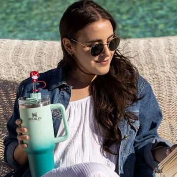 Valentine's Day Straw Covers for Stanley, Amreich Love Straw Toppers Set for Stanley Tumbler Valentines Party Supplies Gifts Cute Straw Covers Cap for Couple Girlfriend