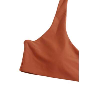 SOLY HUX Women's Triangle Top High Waisted Bikini Bathing Suit 2 Piece Swimsuits Rust Brown Plain S