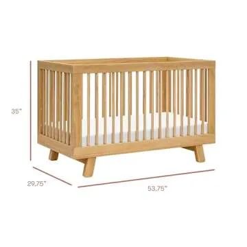 Babyletto Hudson 3-in-1 Convertible Baby Crib with Wooden Toddler Bed & Daybed Conversion - Easy to Assemble & GREENGUARD Gold Certified - 4 Adjustable Mattress Heights - Honey