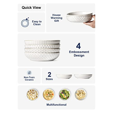 Le Tauci 36 oz Pasta Bowl, Elegant Ceramic Dinnerware