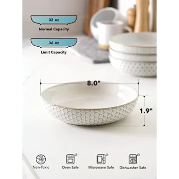 Le Tauci 36 oz Pasta Bowl, Elegant Ceramic Dinnerware