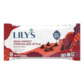 LILY'S Semi Sweet Chocolate Style No Sugar Added Baking Chips – 9 oz (3 Count)